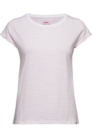 Mads Norgaard Organic Jersey Stripe Teasy Tee Fav Tops T-shirts & Tops Short-sleeved Pink