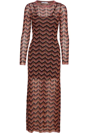 MANGO Lurex Knitted Dress Knælang Kjole Brown