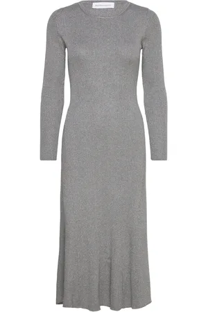 SELECTED Slflura Lurex Ls Knit Dress Maxikjole Festkjole Grey