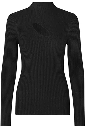 Second Female Sanka Knit T-Neck Tops T-shirts & Tops Long-sleeved Black