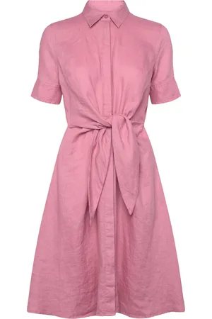 Ralph Lauren Tie-Front Linen Shirtdress Kort Kjole Pink
