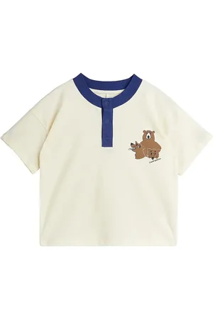 Mini Rodini Camp Rodini Sp Ss Grandpa Tops T-Kortærmet Skjorte Cream