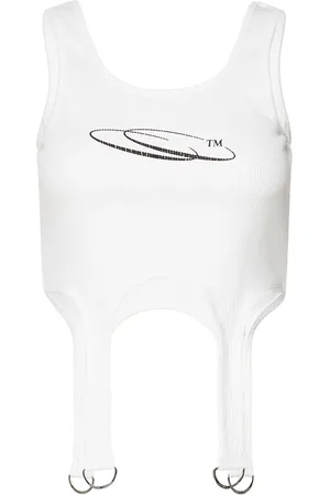 Cannari Concept Rib Top W. D-Rings Tops Crop Tops Sleeveless Crop Tops White