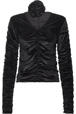 Norr Ibiza Rose Top Tops T-shirts & Tops Long-sleeved Black