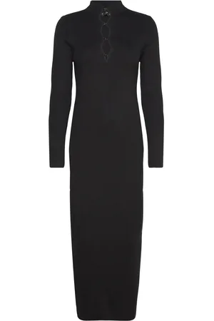 MANGO Ribbed Butt D Dress Maxikjole Festkjole Black