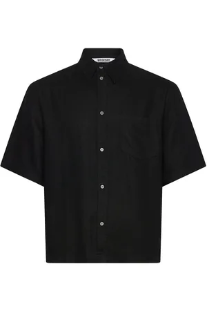 Weekday Relaxed Short-Sleeved Linen-Blend Shirt Tops Shirts Short-sleeved Shirts Black