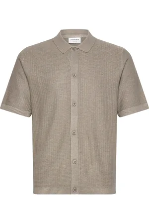 Lindbergh Knitted S/S Polo Cardigan Tops Knitwear Cardigans Beige
