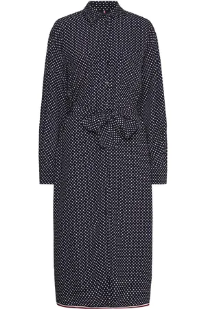 Tommy Hilfiger Polkadot Midi Shirt Dress Ls Knælang Kjole Black
