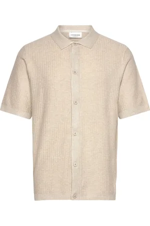 Lindbergh Knitted S/S Polo Cardigan Tops Knitwear Cardigans Beige