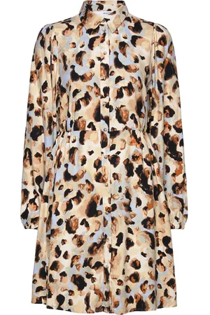SELECTED Slfslaila Ls Aop Short Shirt Dress B Dresses Shirt Dresses Beige