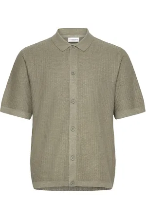 Lindbergh Knitted S/S Polo Cardigan Tops Knitwear Cardigans Khaki Green