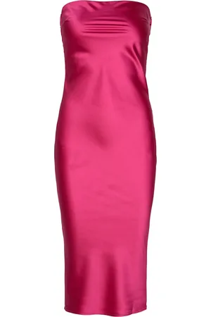 Gina Tricot Satin Tube Midi Dress Knælang Kjole Pink