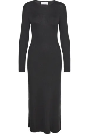 SELECTED Slflura Lurex Ls Knit Dress Maxikjole Festkjole Black