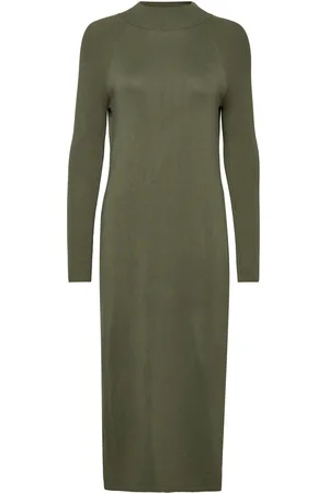 ESPRIT Women Dresses Flat Knitted Kneelength Knælang Kjole Green