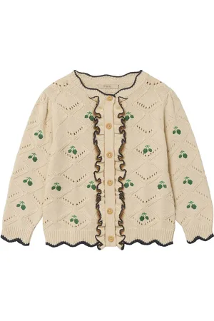 Fliink Mela Flower Cardigan Tops Knitwear Cardigans Beige