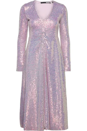 ROTATE Sequin Midi Dress Knælang Kjole Pink