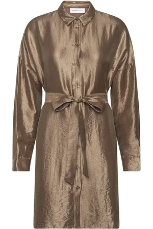 SELECTED Slfsilva-Tonia Ls Shirt Dress B Kort Kjole Gold