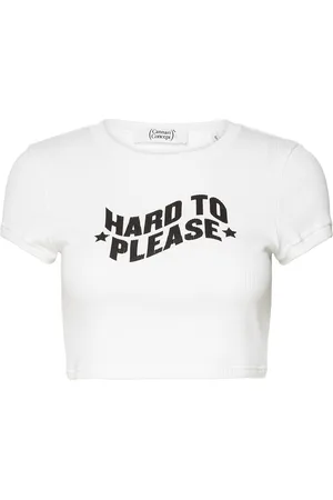 Cannari Concept Rib Cropped T-Shirt Tops Crop Tops Short-sleeved Crop Tops White