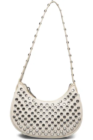 MANGO Studded Shoulder Bag Bags Top Handle Bags White