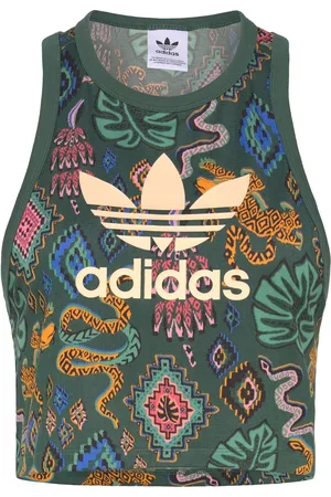 adidas Adidas X Farm Trefoil Tank Sport Women Sport Clothing Sports Tops & T-shirts Sport Crop Tops Sport Sleeveless Crop Tops Green