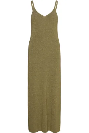 MANGO Long Lurex Dress Maxikjole Festkjole Green