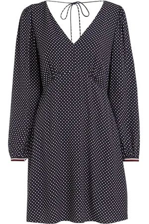 Tommy Hilfiger Polkadot Short V-Neck Dress Ls Kort Kjole Black
