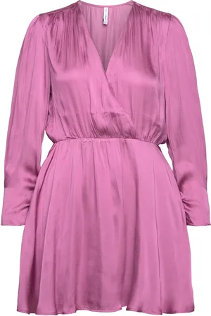 MANGO Wrapped Satin Dress Kort Kjole Pink