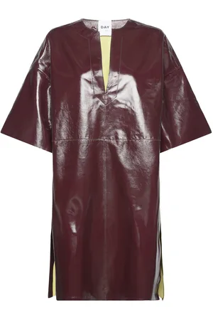 DAY Birger et Mikkelsen Leonard - Soft Patent Leather Knælang Kjole Brown