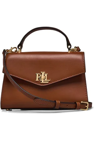 Ralph Lauren Leather Small Farrah Satchel Bags Small Shoulder Bags-crossbody Bags Brown