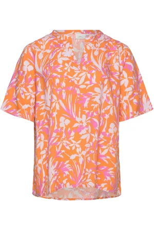 ONLY Carpiora China V-Split Top Wvn Tops Shirts Short-sleeved Orange