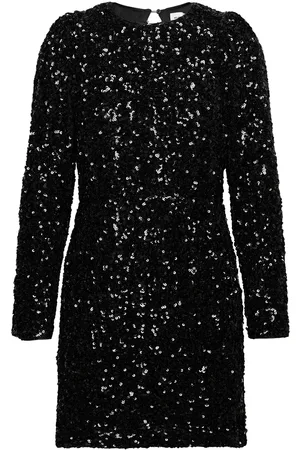 SELECTED Slfcolyn Ls Short Sequins Dress B Kort Kjole Black