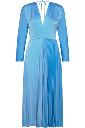 MAUD Sara Dress Satin Knælang Kjole Blue