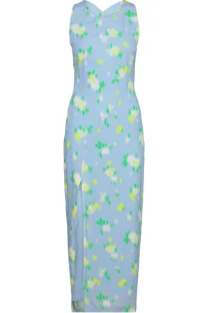 ROTATE Jacquard Midi Slit Dress Knælang Kjole Blue