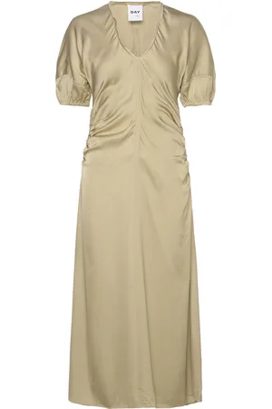 DAY Birger et Mikkelsen Judy - Fluid Viscose Knælang Kjole Khaki Green