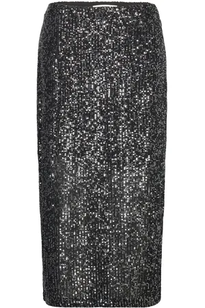 A-View Alexi Skirt Knælang Nederdel Black