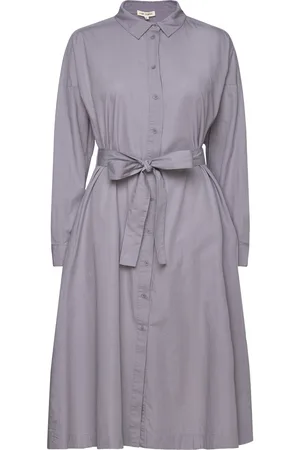Esmé Studios Esellinor Ls Midi Shirt Dress Knælang Kjole Blue