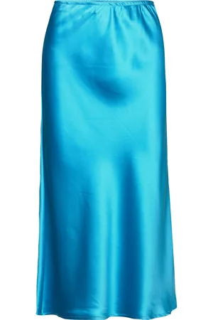 Coster Copenhagen Cc Heart Skyler Sateen Skirt Knælang Nederdel Blue