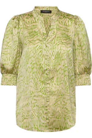 Bruuns Bazaar Acaciabblicys Shirt Tops Blouses Short-sleeved Green