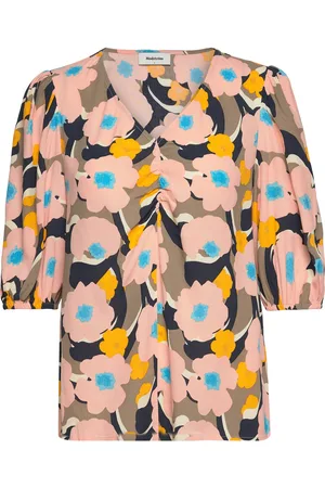 Modstrom Dustinmd Print Top Tops Blouses Short-sleeved Brown