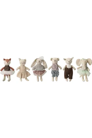 Bloomingville Animal Friends Soft Toy, Multi Farvet, Bomuld Sæt Of 6 Gold