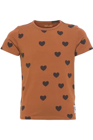 Mini Rodini Basic Hearts Ss Tee Tencel™ Brown