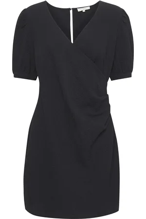 Cream Crlea Wrap Dress Black