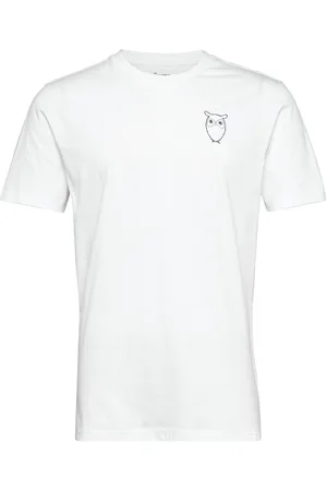 Knowledge Cotton Apparal Owl Chest Tee - Gots/Vegan White