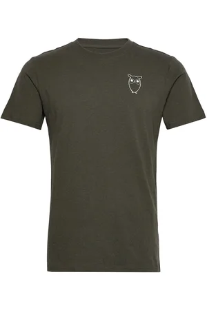 Knowledge Cotton Apparal Owl Chest Tee - Gots/Vegan Green