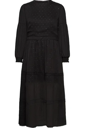 Superdry Woven L/S Metallic Midi Dress Black