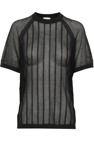 Filippa K Cotton Mesh Knit Top Black