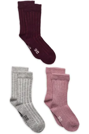 Minymo Wool Socks - Rib 3-Pack Pink