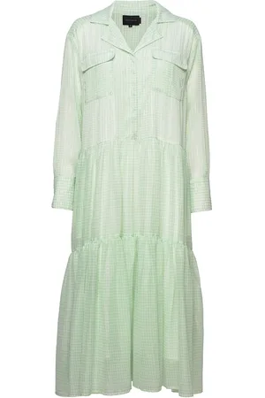 Herskind Trine Ltd. Dress - Light Green Checks Green