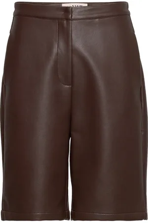 A-View Aya Leather Shorts Brown
