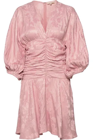 by Ti Mo Jacquard Gathers Dress Pink
